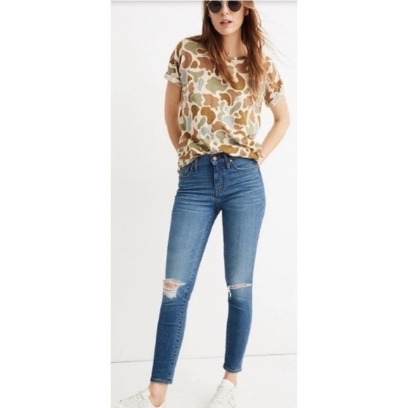 Madewell • 9” High Rise Skinny Crop Jeans Distressed Bruce Wash - Picture 4 of 12